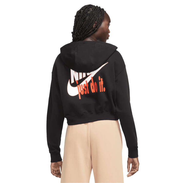 Nike Womens Sportswear Premium Essentials Mod-Crop Club Fleece Hoodie, Black, rebel_hi-res