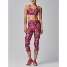 Running Bare Womens Ab Waisted Power Moves 3/4 Tight, Red, rebel_hi-res