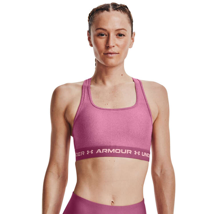 Under Armour Womens Mid Crossback Heather Sports Bra Pink XS