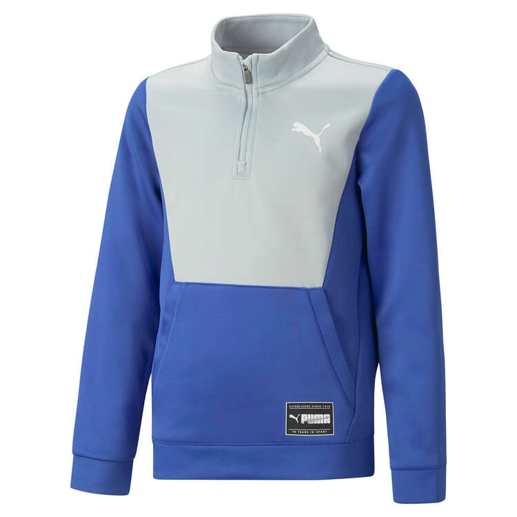 Puma Boys Fit 1/4 Zip Sweatshirt, Blue, rebel_hi-res