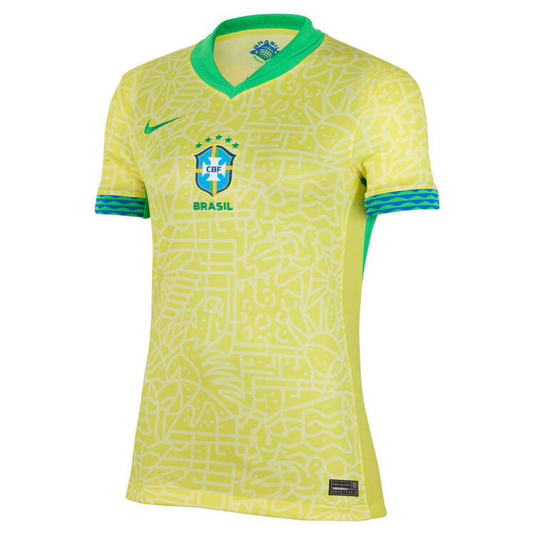 Brazil 2024 Womens Stadium Home Football Jersey Yellow/Green XS, Yellow/Green, rebel_hi-res