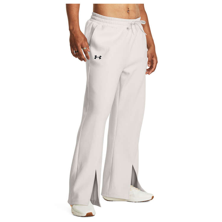 Under Armour Womens Unstoppable Fleece Split Track Pants White XS, White, rebel_hi-res