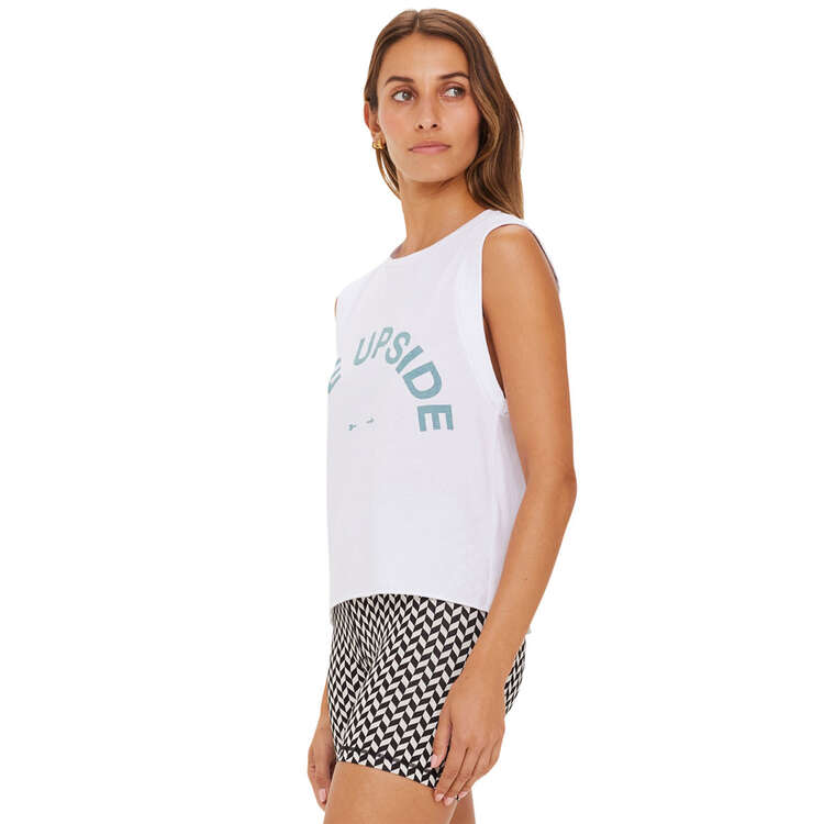 The Upside Womens Cropped Muscle Tank, White, rebel_hi-res