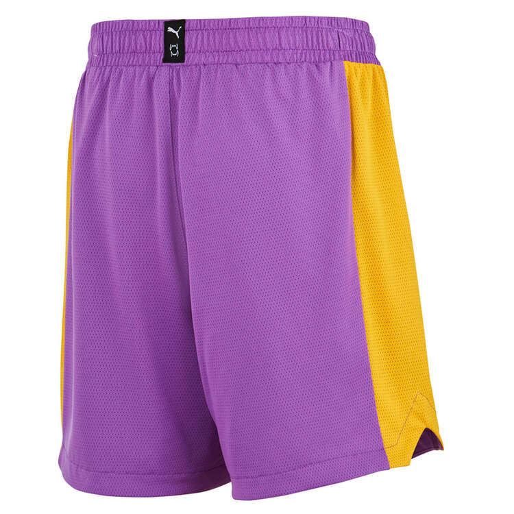 Puma Kids Shot Blocker Basketball Shorts, Purple/Yellow, rebel_hi-res