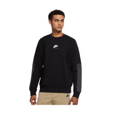Nike Air Mens Crew Fleece Sweatshirt Black XS, Black, rebel_hi-res