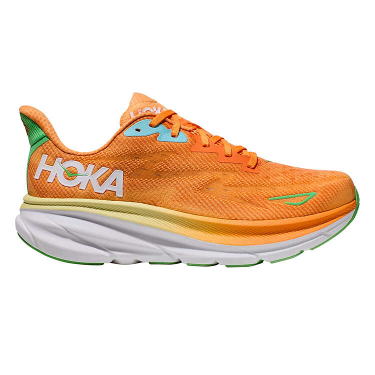 HOKA Clifton 9 Mens Running Shoes, Orange/White, rebel_hi-res