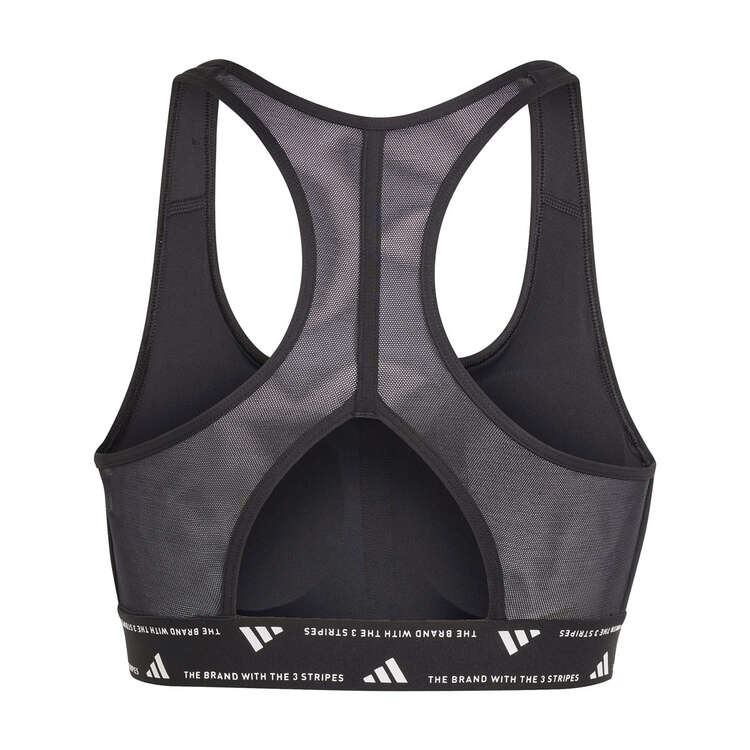 adidas Womens Powerreact Medium Support 3-Stripes Sports Bra Black XS A-B, Black, rebel_hi-res