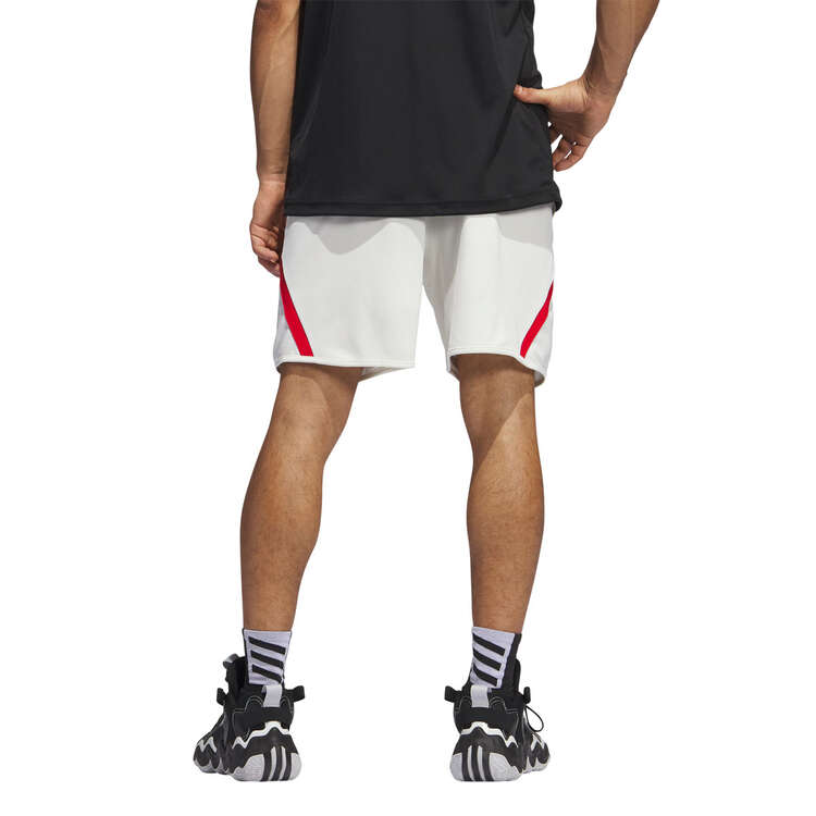 adidas Mens Pro Block 7-Inch Basketball Shorts, White, rebel_hi-res