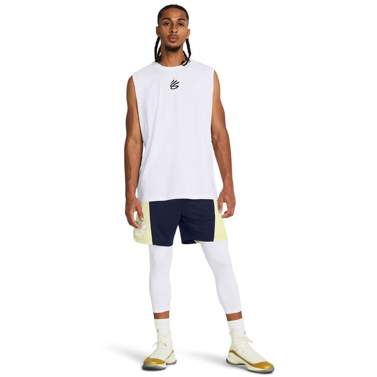 Under Armour Mens Curry Brand 3/4 Basketball Tights, White, rebel_hi-res