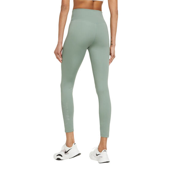 Nike Womens Dri-FIT One Mid-Rise 7/8 Graphic Tights, Green, rebel_hi-res