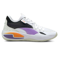 Puma Court Rider 1 Basketball Shoes, White/Purple, rebel_hi-res