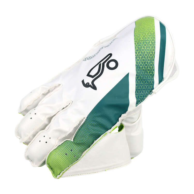 Kookaburra Pro 4.0 Wicketkeeper Gloves White/Green Adult, White/Green, rebel_hi-res