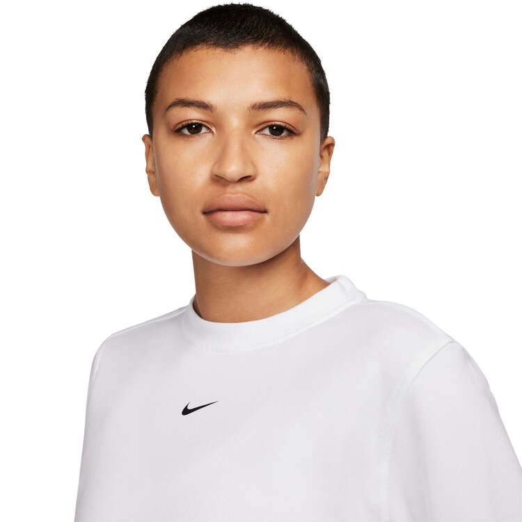Nike One Womens Dri-FIT French Terry Sweatshirt, White, rebel_hi-res