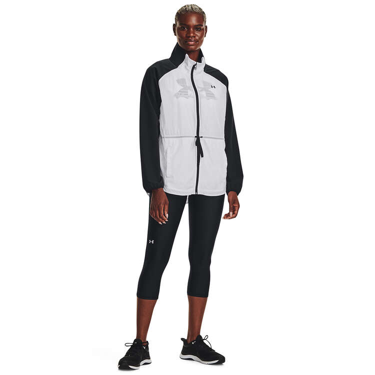 Under Armour Womens Woven Translucent Tie Jacket, White, rebel_hi-res