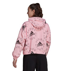 adidas Womens Essentials Logo Allover Print Windbreaker, Pink, rebel_hi-res