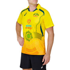 Cricket Australia 2021/22 Mens Indigenous Replica Shirt, Yellow, rebel_hi-res
