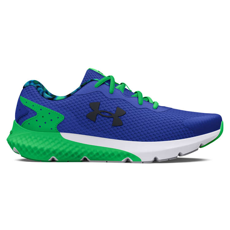 Under Armour Charged Rogue 3 GS Kids Running Shoes, Royal/Green, rebel_hi-res