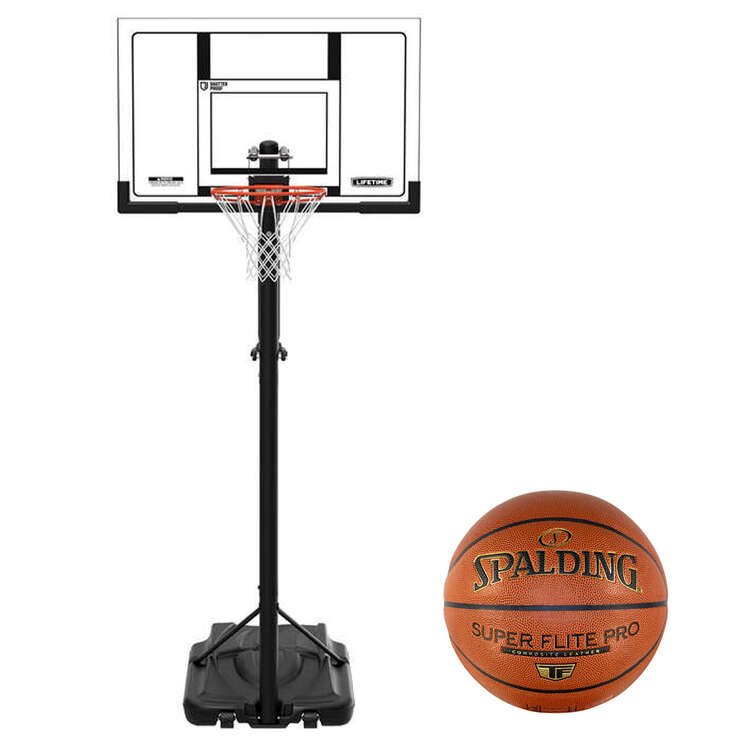 Lifetime 52” Power Lift Hoop & Super Flite Pro Ball Basketball Set, , rebel_hi-res