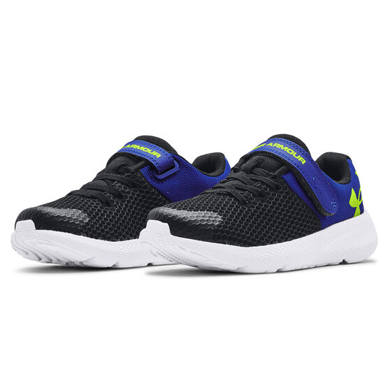 Under Armour Charged Pursuit 2 PS Kids Running Shoes, Black/White, rebel_hi-res