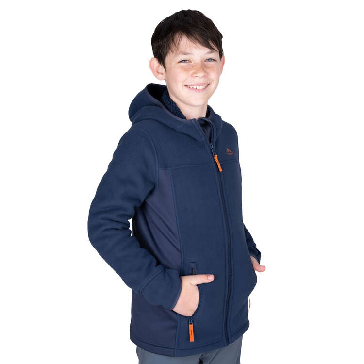 Macpac Kids Mini Mountain Hooded Fleece Jacket, Navy, rebel_hi-res