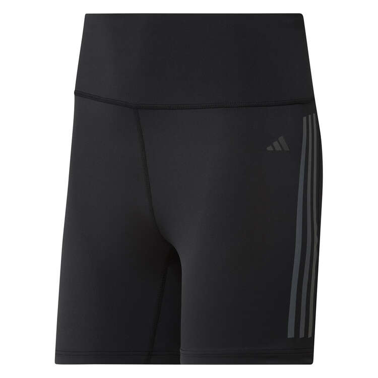 adidas Womens Daily Run 3-Stripes 5 Inch Shorts, Black, rebel_hi-res