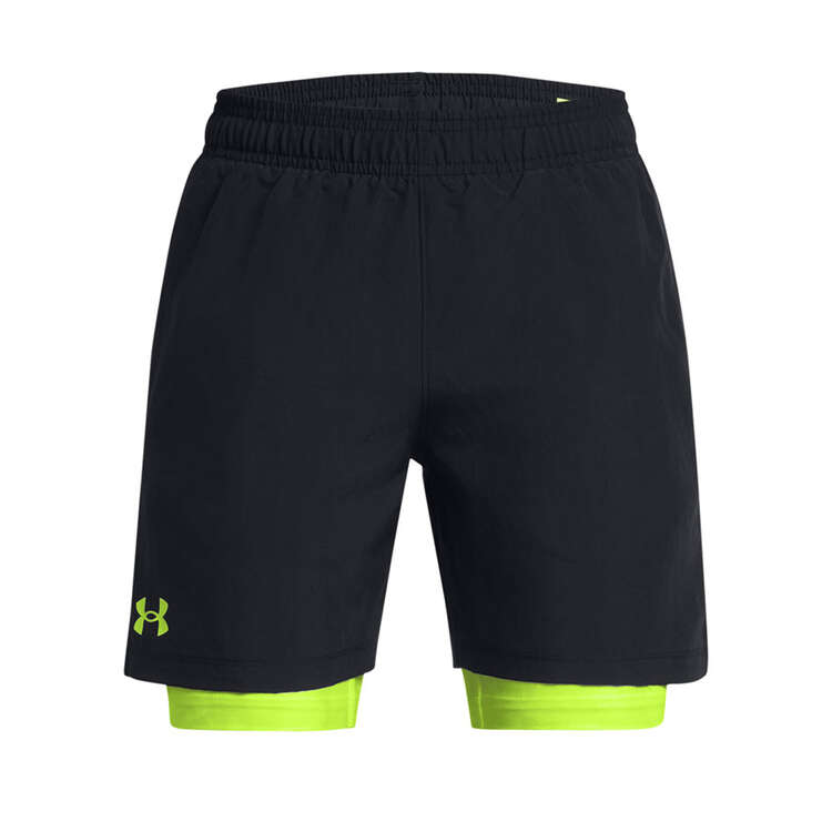 Under Armour Kids Woven 2in1 Shorts Black/Yellow XS, Black/Yellow, rebel_hi-res