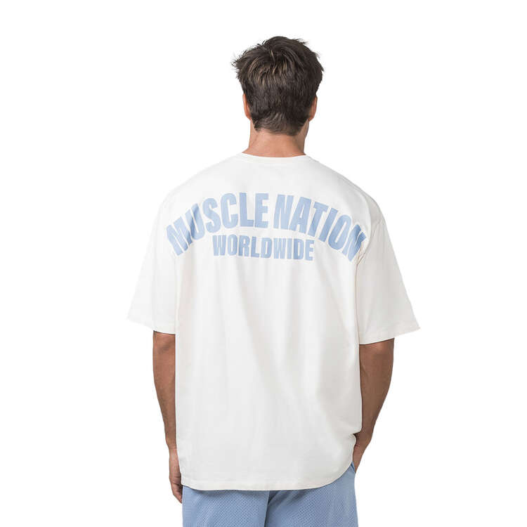 Muscle Nation Mens Classic Pump Cover Tee, Offwhite, rebel_hi-res