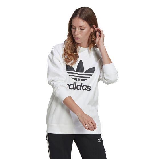 adidas Womens Trefoil Crew Sweatshirt, White, rebel_hi-res