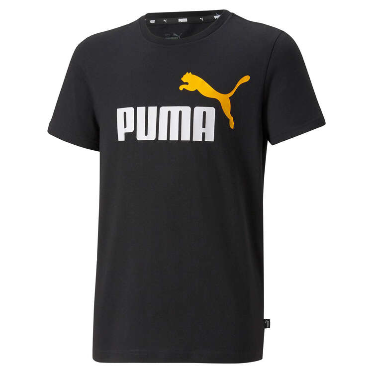 Puma Boys Essential 2 Colour Logo Tee, Black, rebel_hi-res