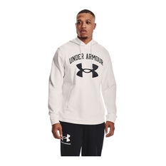 Under Armour Mens Rival Terry Big Logo Hoodie White S, White, rebel_hi-res