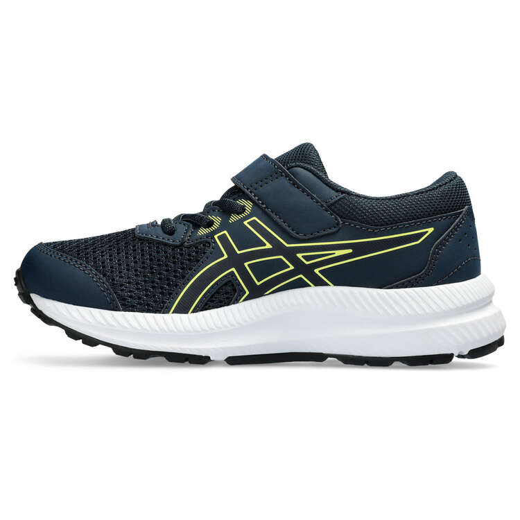 Asics Contend 8 PS Kids Running Shoes, Navy/Yellow, rebel_hi-res