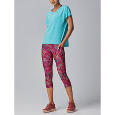 Running Bare Womens Ab Waisted Power Moves 3/4 Tight, Red, rebel_hi-res