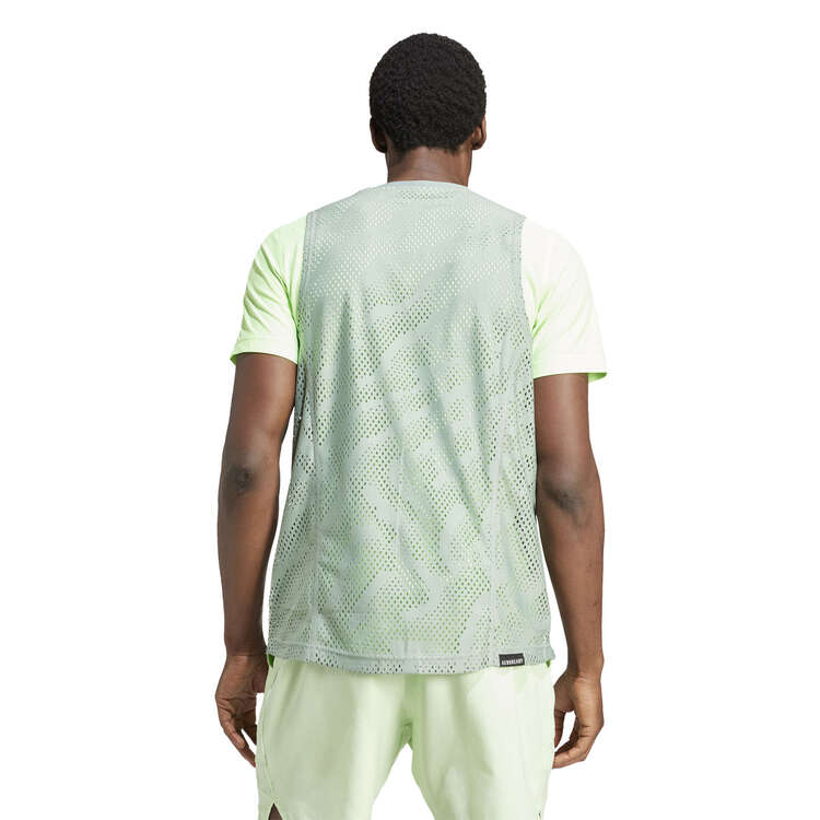 adidas Mens Tennis Pro Layering Tee Green/Print XS, Green/Print, rebel_hi-res