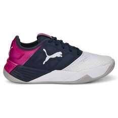Puma Accelerate CT Nitro Womens Netball Shoes White/Blue US 6, White/Blue, rebel_hi-res