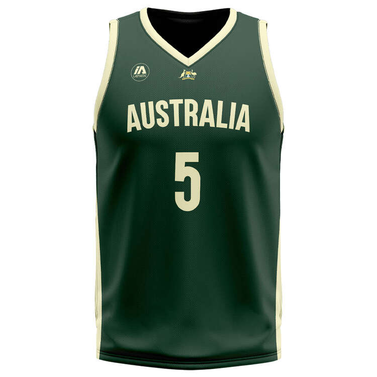 Australian Boomers Mens Patty Mills 2023 Basketball Jersey, Green, rebel_hi-res