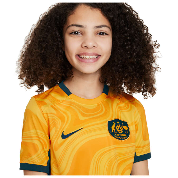 Nike Australia 2023 Kids Stadium Home Dri-FIT Football Jersey, Gold, rebel_hi-res
