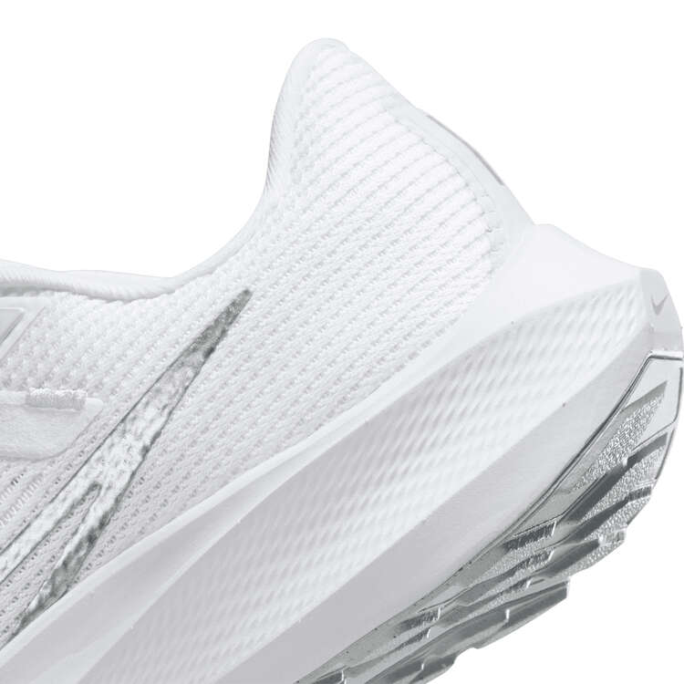 Nike Air Zoom Pegasus 40 Womens Running Shoes White/Silver US 10, White/Silver, rebel_hi-res