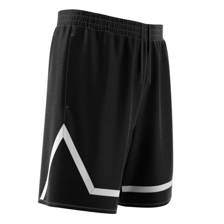 adidas Mens Pro Block 7-Inch Basketball Shorts Black/White S, Black/White, rebel_hi-res