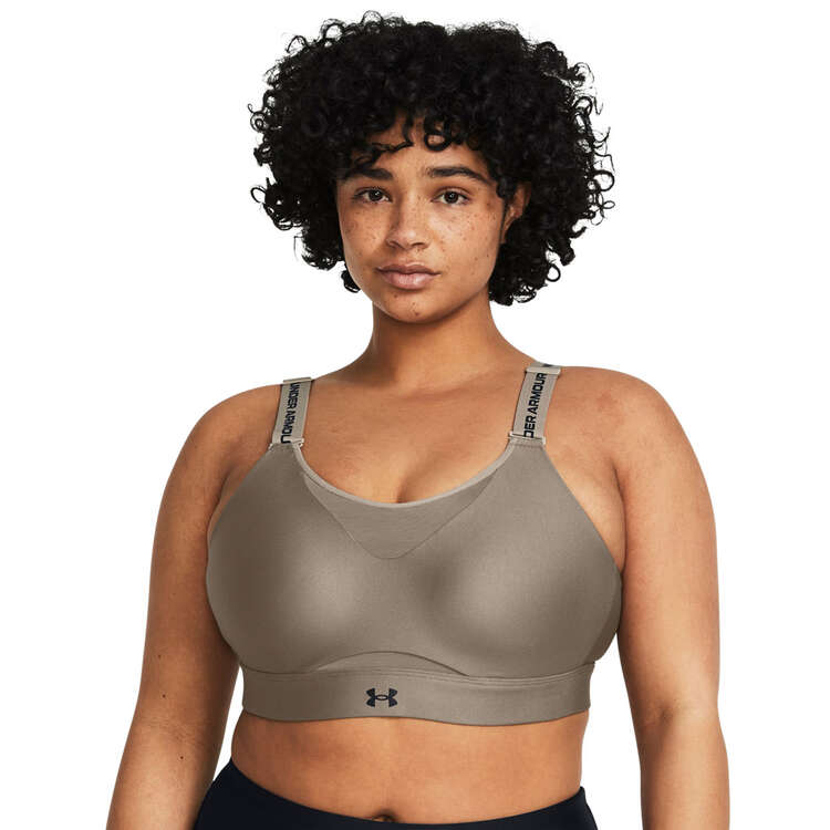 Under Armour Womens Infinity High Sports Bra, Taupe, rebel_hi-res