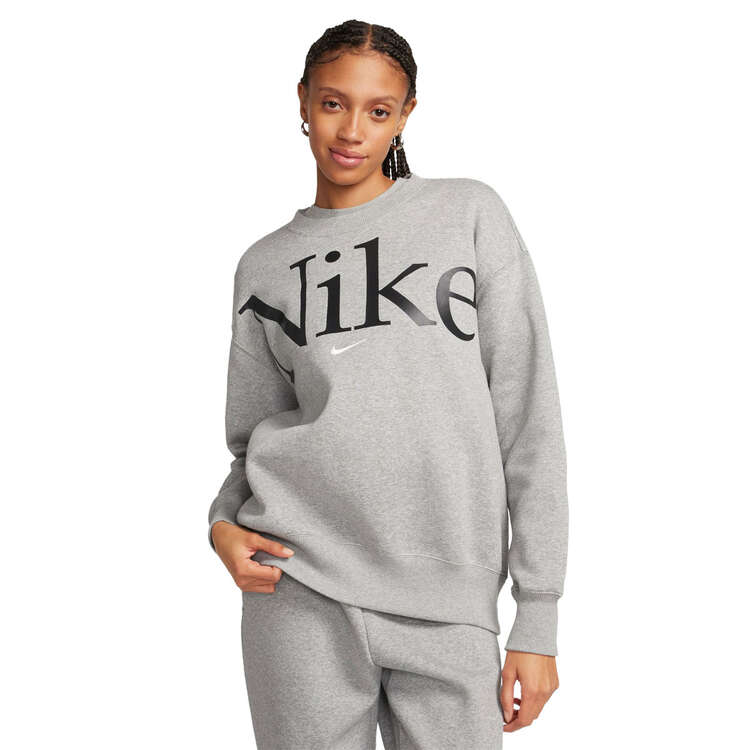 Nike Womens Phoenix Fleece Oversized Logo Hoodie, Grey, rebel_hi-res