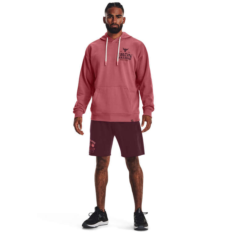 Under Armour Project Rock Mens Terry Hoodie Red XS, Red, rebel_hi-res