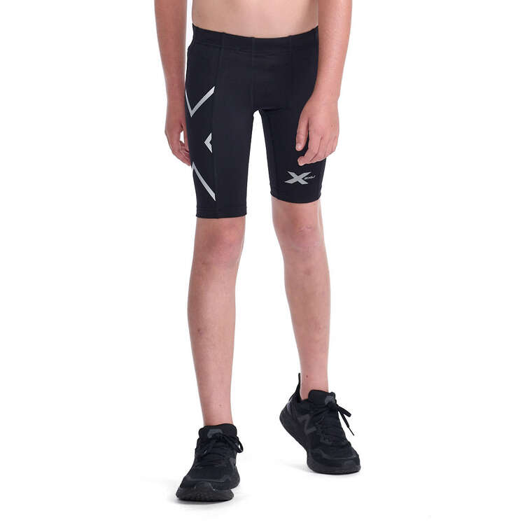 2XU Boys Compression Shorts, Black, rebel_hi-res