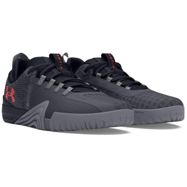 Under Armour TriBase Reign 6 Q1 Mens Training Shoes, Grey/Red, rebel_hi-res