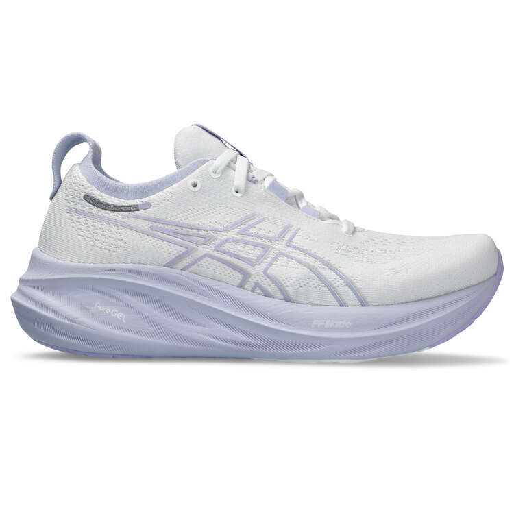 Asics GEL Nimbus 26 Womens Running Shoes, White/Lilac, rebel_hi-res