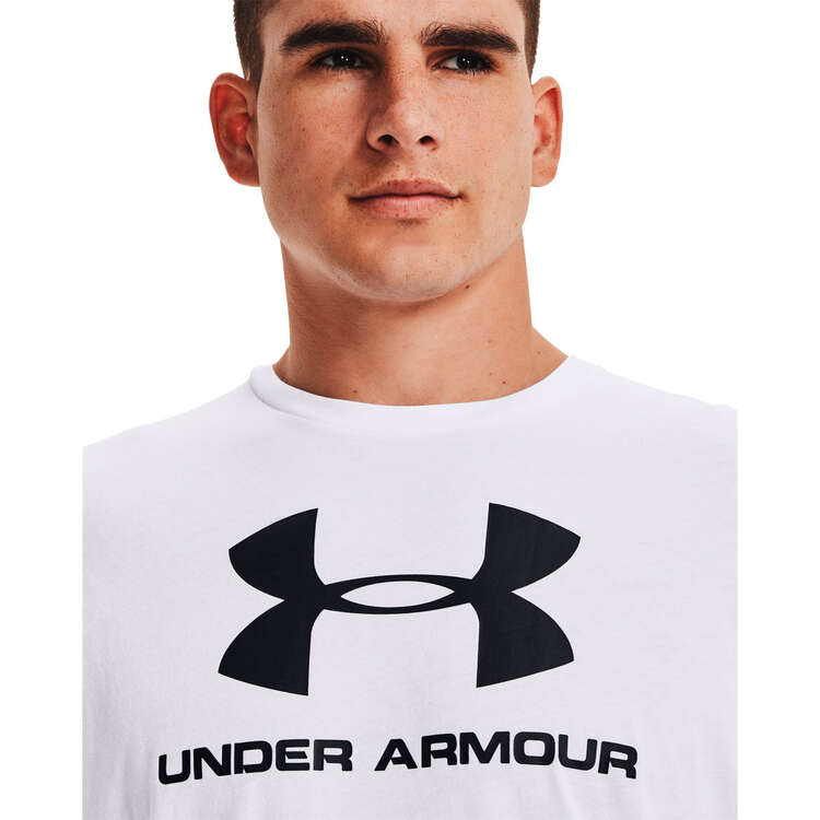 Under Armour Mens Sportstyle Logo Tee, White, rebel_hi-res