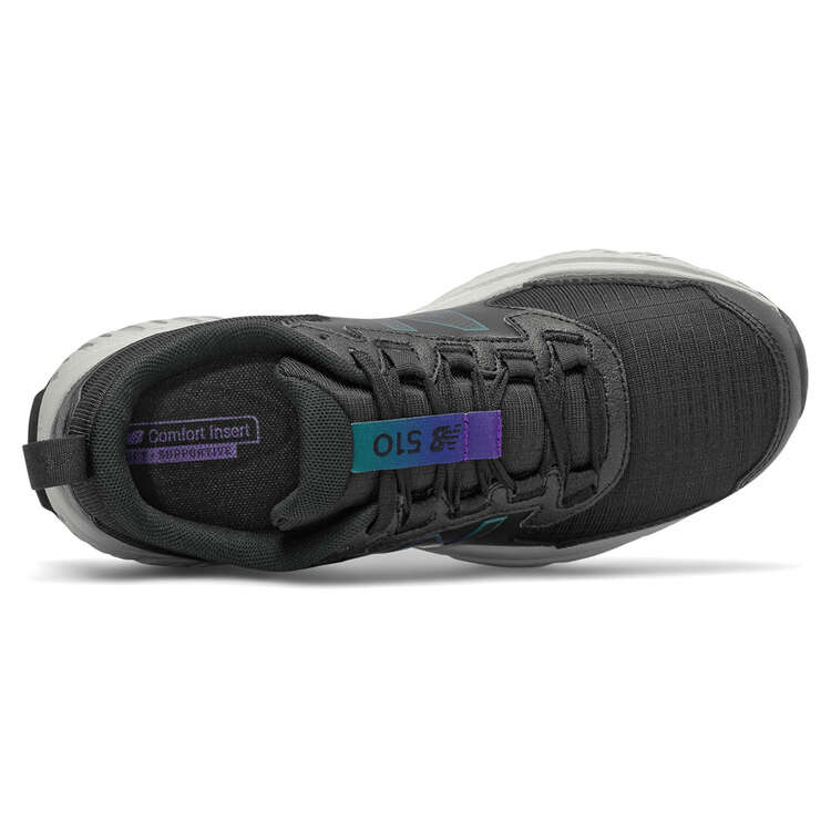 New Balance 510 v5 D Womens Trail Running Shoes, Black/White, rebel_hi-res
