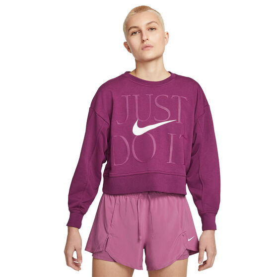 Nike Womens Dri-FIT Get Fit Training Sweatshirt, Plum, rebel_hi-res