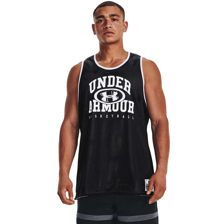 Under Armour Mens Baseline Reversible Basketball Jersey, Black, rebel_hi-res