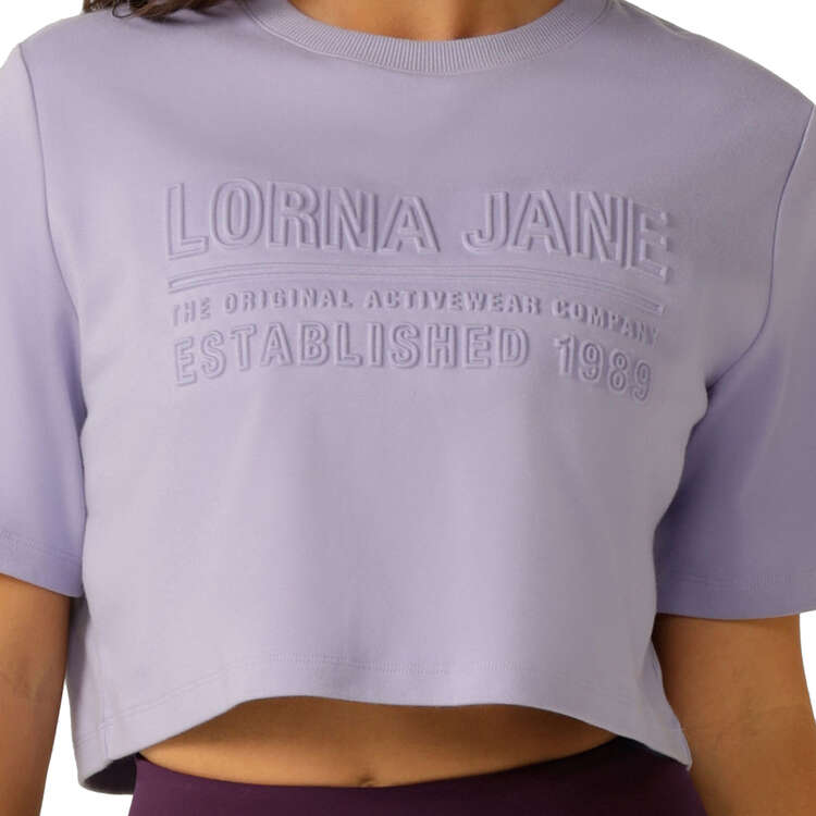 Lorna Jane Womens Essential Cropped Tee, Purple, rebel_hi-res
