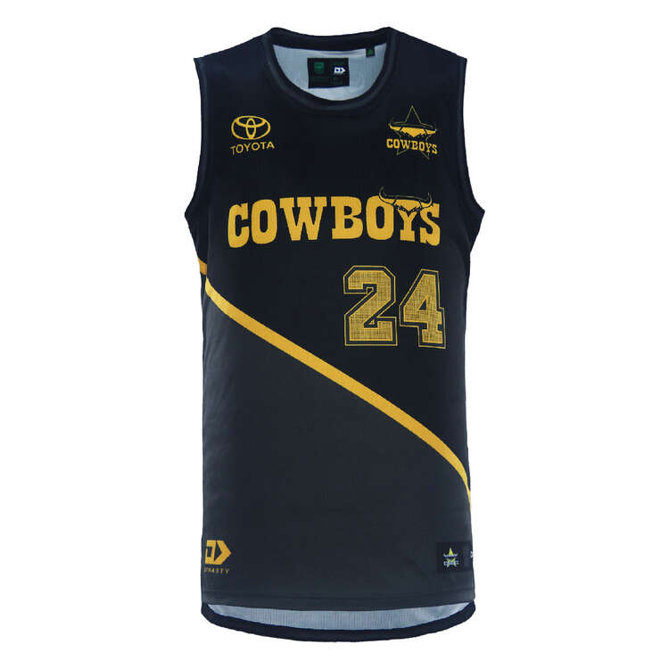North Queensland Cowboys 2024 Mens Basketball Singlet Black S, Black, rebel_hi-res